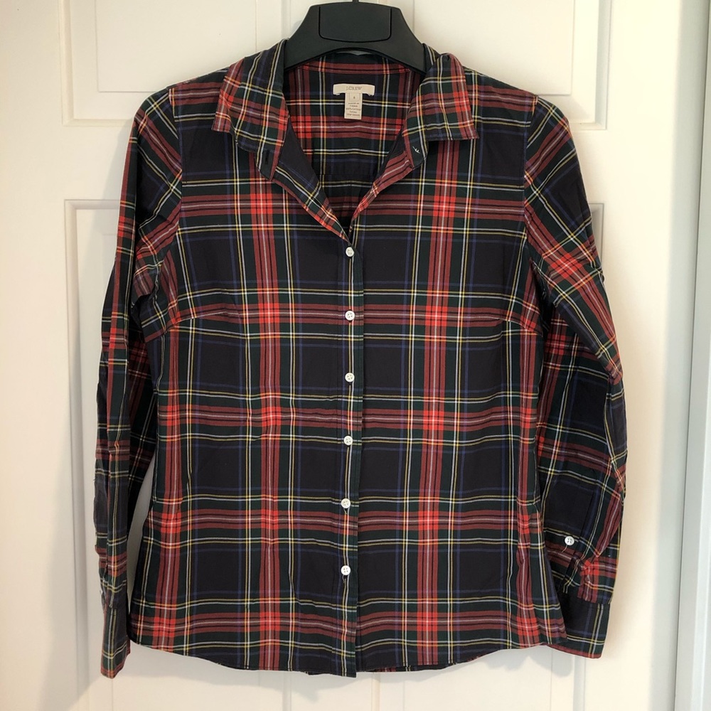 J. Crew Christmas Plaid Cotton Button Down Shirt